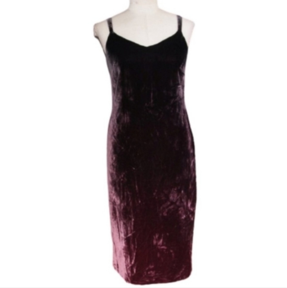 Ann Taylor Loft Two Tone Burgundy Velvet Cocktail Dress Size 4 Petite